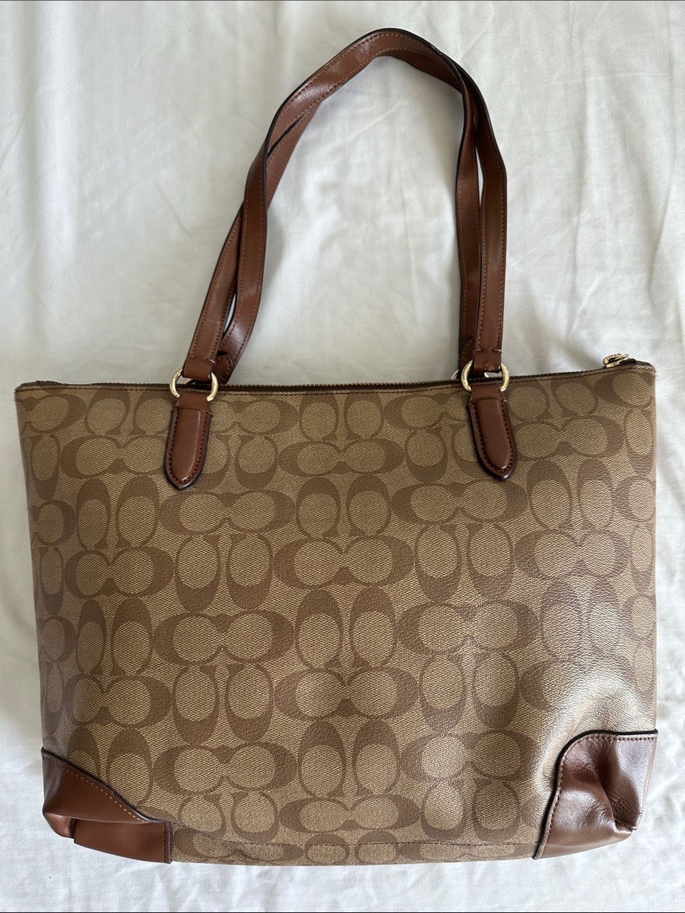 Coach Signature Canvas Tote in Brown and Dark Brown - Picture 7 of 16